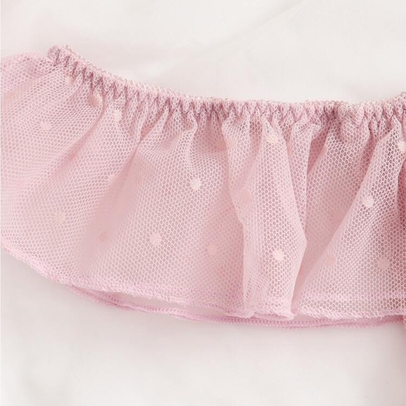 NWT Pink Chiffon Polka Dot Ruffle Lingerie Set - Picture 4 of 4